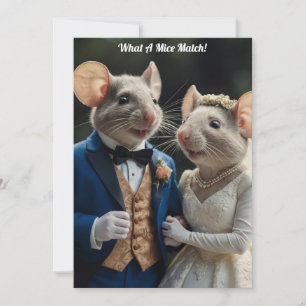 Schattige Pasgetrouwde Muizen Bruiloft Kaart