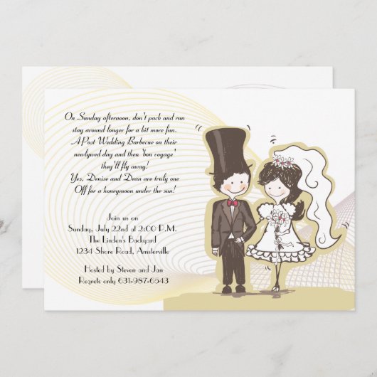 Schattige Passen getrouwd Uitnodiging tot bruiloft (Voorkant / Achterkant)