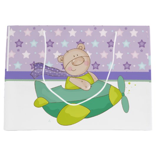 Schattige pastaaf Teddy Bear Gift Bag Groot Cadeauzakje (Voorkant)