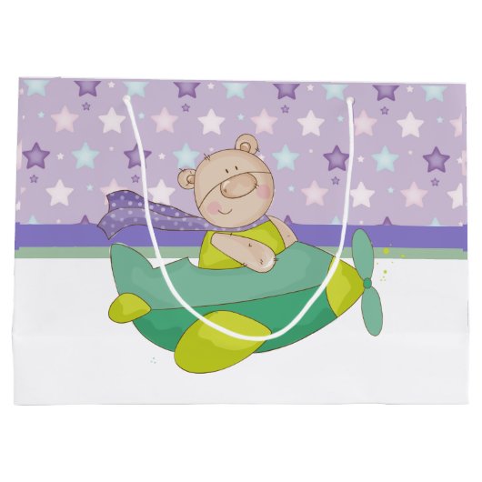 Schattige pastaaf Teddy Bear Gift Bag Groot Cadeauzakje (Achterkant)