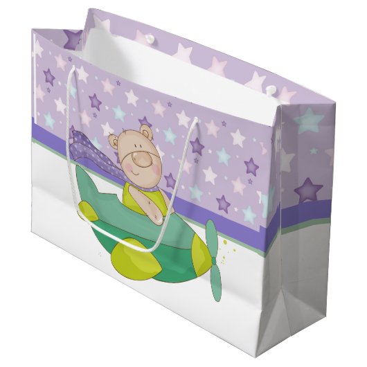 Schattige pastaaf Teddy Bear Gift Bag Groot Cadeauzakje (Voorkant Gekanteld)