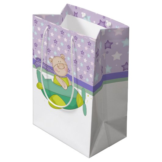 Schattige pastaaf Teddy Bear Gift Bag Medium Cadeauzakje (Achterkant Gekanteld)