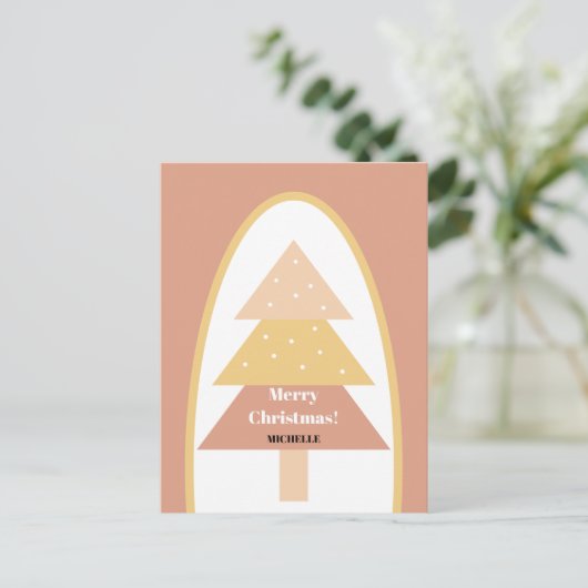 Schattige Pastel Aardetinten Kerstboom Briefkaart (Staand voorkant)