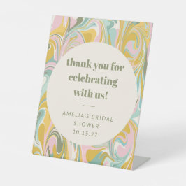 Schattige Pastel Abstract Custom Vrijgezellenfeest Reclamebord Met Voetstuk