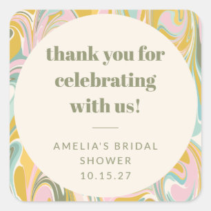 Schattige Pastel Abstract Custom Vrijgezellenfeest Vierkante Sticker