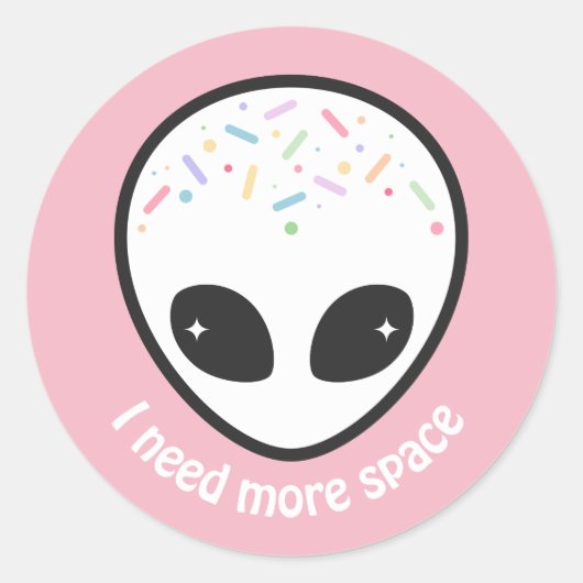 Schattige Pastel Alien Head Ronde Sticker (Voorkant)