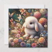 Schattige  pastel Baby konijnenbloemen Pasen Feestdagenkaart (Voorkant)