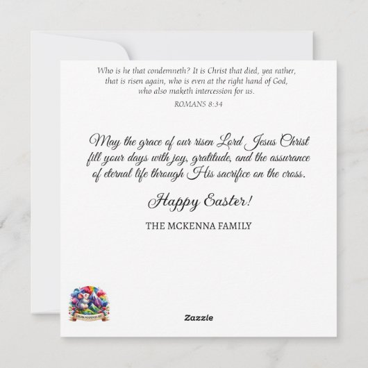 Schattige  pastel Baby konijnenbloemen Pasen Feestdagenkaart (Achterkant)