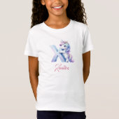Schattige Pastel blauw roze Eenhoorn Letter X Mono T-shirt (Voorkant)