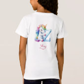 Schattige Pastel blauw roze Eenhoorn Letter Z Mono T-shirt (Achterkant)