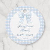 Schattige pastel blauw strik baby boy douche dank bedankjes labels (Achterkant)