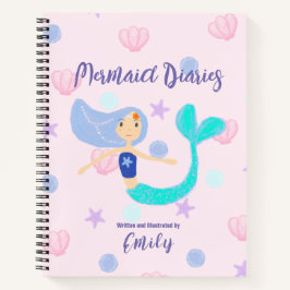 Schattige Pastel Blauwgroene Zeemeermin Prinses  Notitieboek