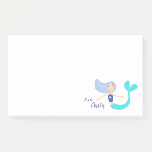 Schattige Pastel Blauwgroene Zeemeermin Prinses Post-it® Notes (Voorkant)
