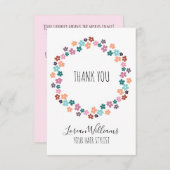 Schattige Pastel Bloemen Haar Stylist Bloemkrans Bedankkaart (Voorkant / Achterkant)