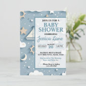 Schattige Pastel Blue Boy Nautisch Baby shower Kaart (Staand voorkant)