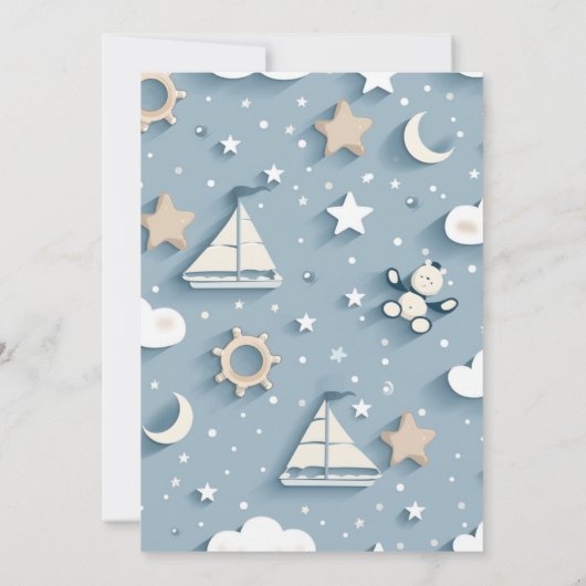 Schattige Pastel Blue Boy Nautisch Baby shower Kaart (Achterkant)