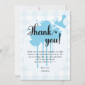 Schattige Pastel Blue Gingham Baby shower Bedankkaart (Voorkant)