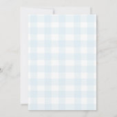 Schattige Pastel Blue Gingham Baby shower Bedankkaart (Achterkant)