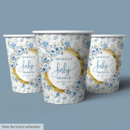 Schattige Pastel Blue Gold gepersonaliseerde papie Papieren Bekers
