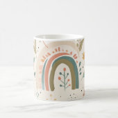 Schattige Pastel Blush Blauwgroen Boho Flowers en  Koffiemok (Center)