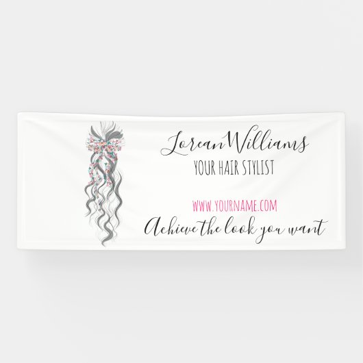 Schattige Pastel Bride Wavy Kapsel Haarsalon Bloem Spandoek (Horizontaal)