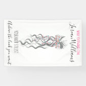 Schattige Pastel Bride Wavy Kapsel Haarsalon Bloem Spandoek (Horizontaal)