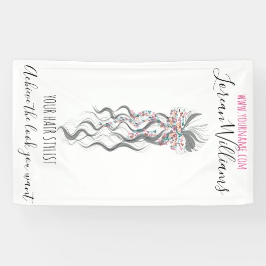 Schattige Pastel Bride Wavy Kapsel Haarsalon Bloem Spandoek (Horizontaal)