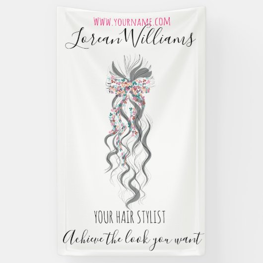 Schattige Pastel Bride Wavy Kapsel Haarsalon Bloem Spandoek (Verticaal)