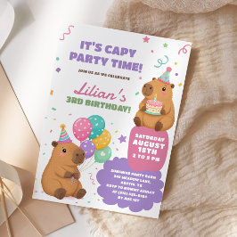Schattige Pastel Capybara Kinderverjaardag Kaart