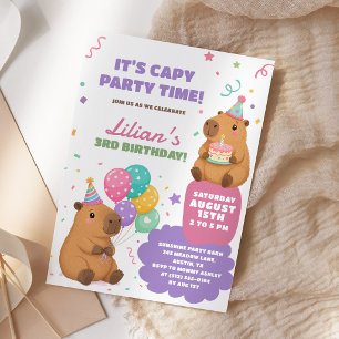 Schattige Pastel Capybara Kinderverjaardag Kaart