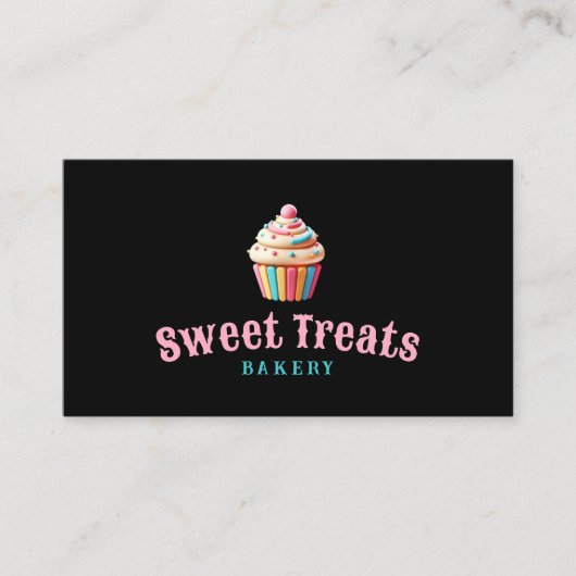 Schattige Pastel Cupcake Bakkerij & banketbakker Z Visitekaartje (Voorkant)