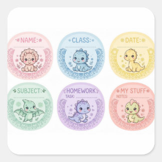 Schattige Pastel Dino School Labels | Kleuterklas