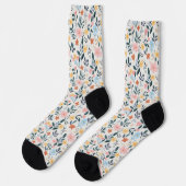 Schattige Pastel Ditsy Boho Bloemenweide Sokken (Links)
