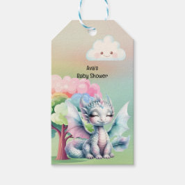 Schattige Pastel Dragon Baby shower dank u Cadeaulabel
