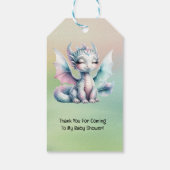 Schattige Pastel Dragon Baby shower dank u Cadeaulabel (Achterkant)