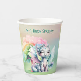 Schattige Pastel Dragon Baby shower Papieren Bekers