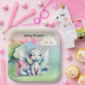 Schattige Pastel Dragon Baby shower Papieren Bordje (Feest)