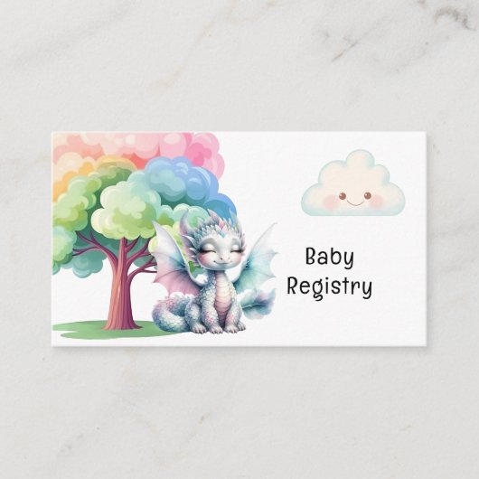Schattige Pastel Dragon Baby shower Register Informatiekaartje (Voorkant)