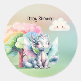 Schattige Pastel Dragon Baby shower Ronde Sticker