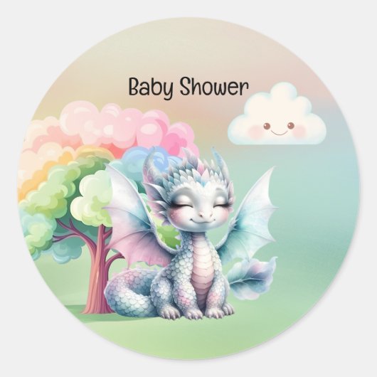 Schattige Pastel Dragon Baby shower Ronde Sticker (Voorkant)
