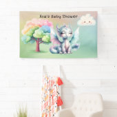 Schattige Pastel Dragon Baby shower Spandoek (Insitu)