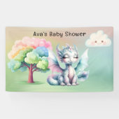 Schattige Pastel Dragon Baby shower Spandoek (Horizontaal)