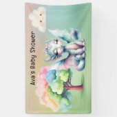 Schattige Pastel Dragon Baby shower Spandoek (Verticaal)