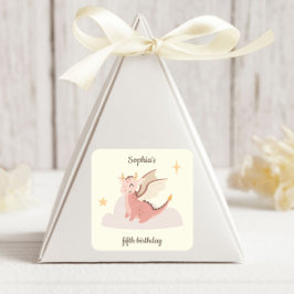 Schattige Pastel Draken Kinderverjaardag Vierkante Sticker