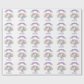 Schattige Pastel Eenhoorn en Sparkly Rainbow Cadeaupapier (Vlak)