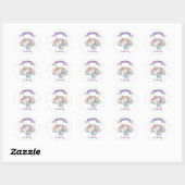 Schattige Pastel Eenhoorn en Sparkly Rainbow Ronde Sticker (Vel)