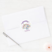 Schattige Pastel Eenhoorn en Sparkly Rainbow Ronde Sticker (Envelop)