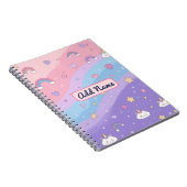 Schattige Pastel Eenhoorn Regenboog Notitieboek –  (Rechterzijde)