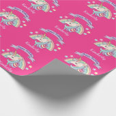 Schattige Pastel Eenhoorn & Sparkly Rainbow op Hot Cadeaupapier (Hoek)