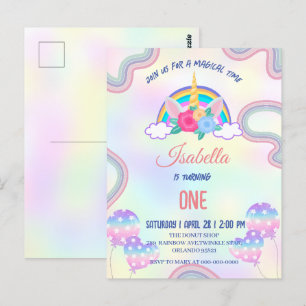 Schattige pastel Eenhoorns Regenboog Verjaardagsfe Briefkaart